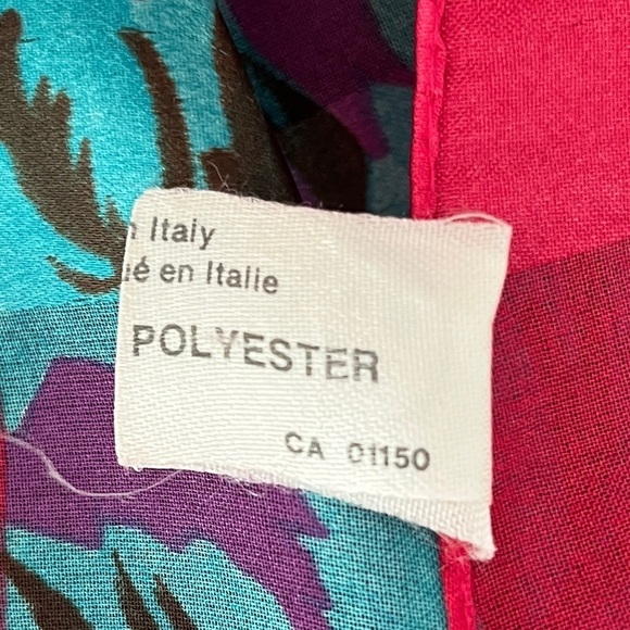 BILL BLASS for Careta Signed Vintage Sheer Floral Scarf Poppies Made in Italy - Picture 7 of 10